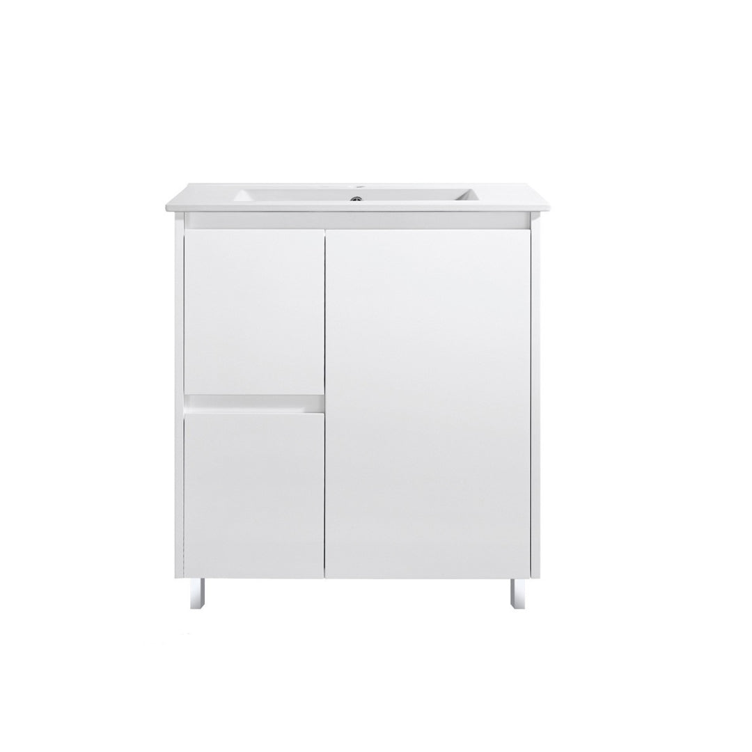Neche Freestanding Vanity 750MM With L or R Drawers - Glossed White