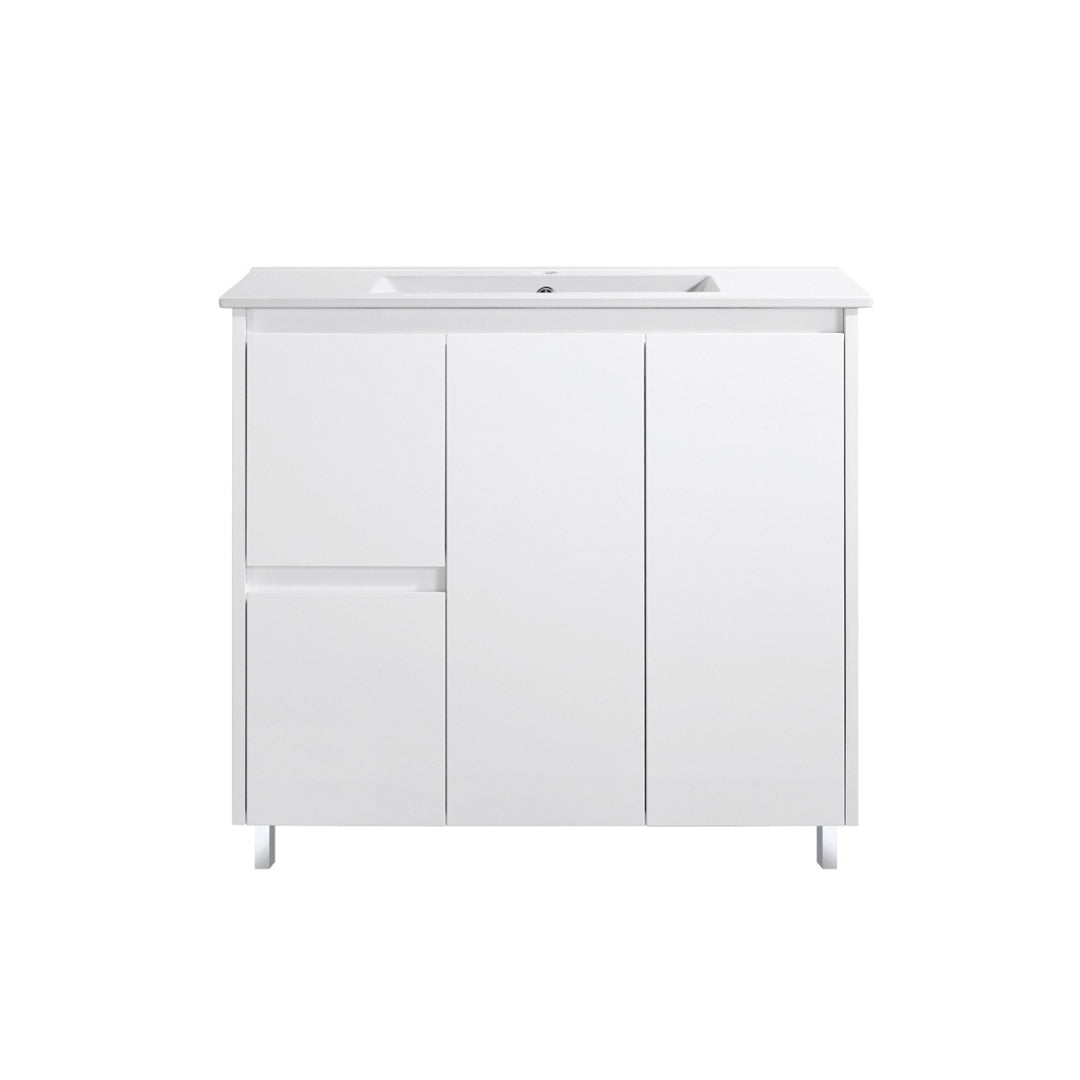 Neche Freestanding Vanity 900MM With L or R Drawers - Glossed White
