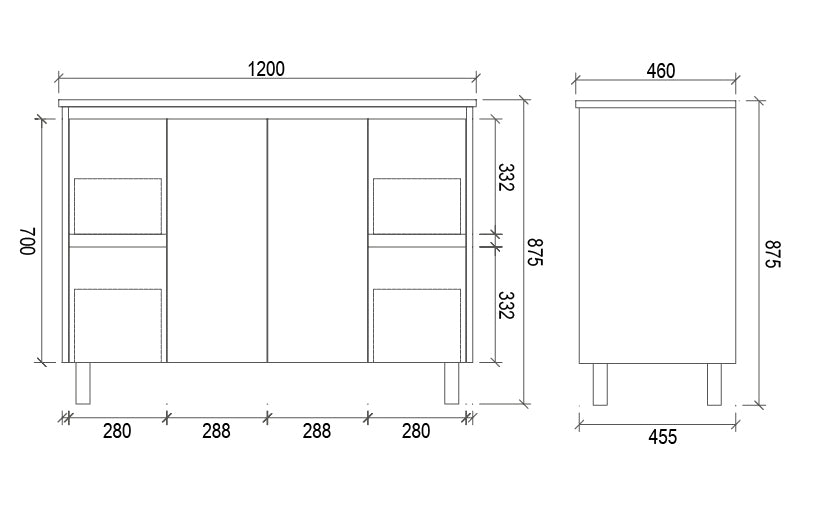 Neche PVC Waterproof Cabinet PS1200 - Glossed White