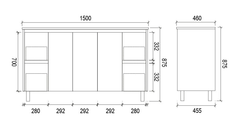 Neche PVC Waterproof Cabinet PS1500 - Glossed White