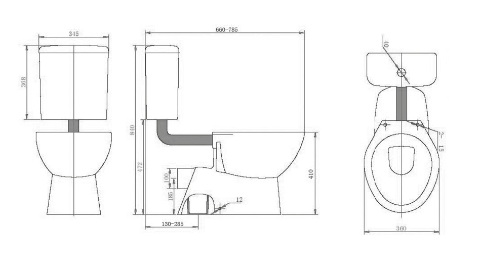 Neche Link S/P Trap Toilet Suite - Roma