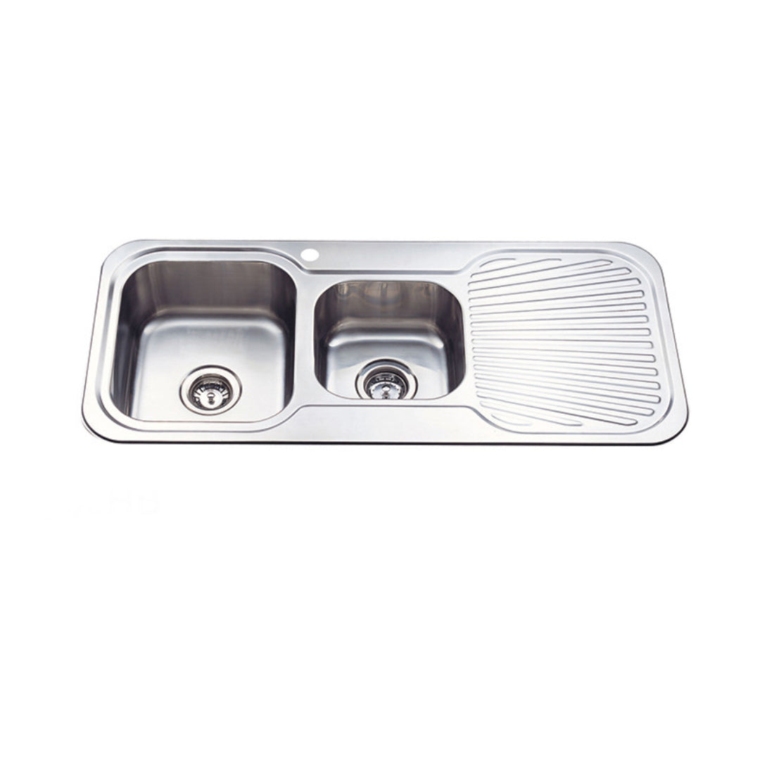 Neche Double Basin Sink With 330MM & 278MM Bowl - Stainless Steel