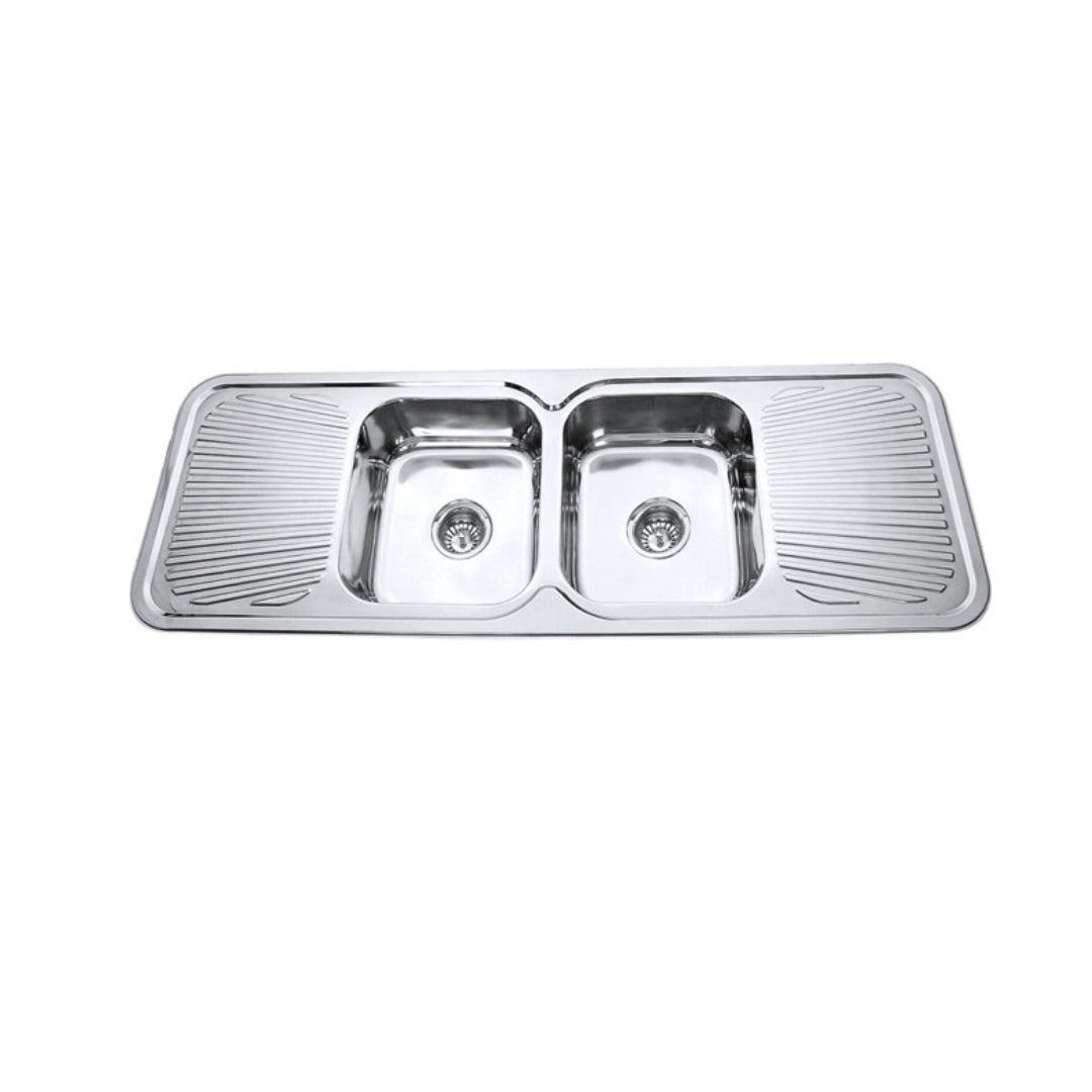 Neche Double Basin Sink With 355MM Bowls - Stainless Steel