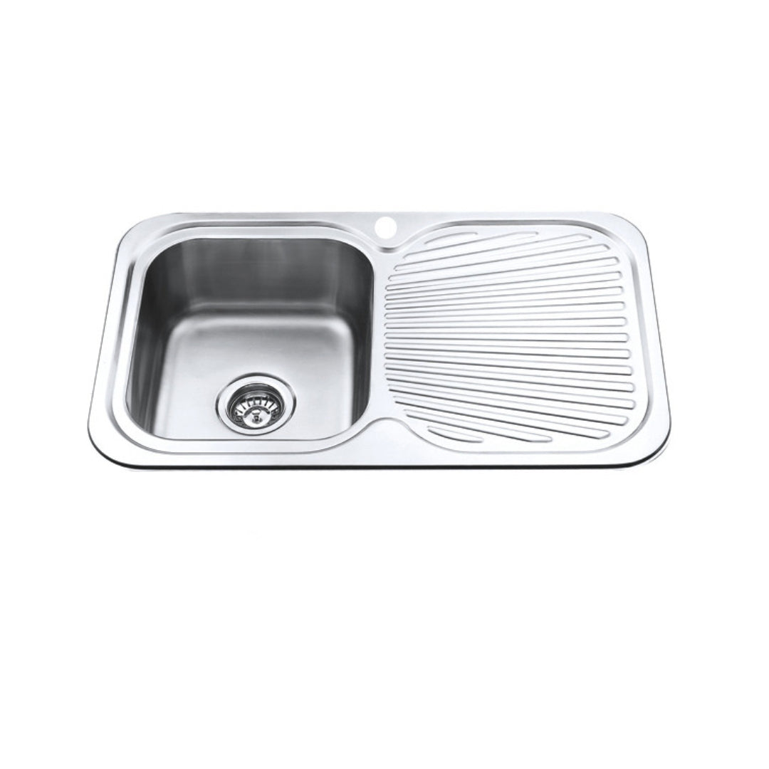 Neche Square Basin Sink With L or R Drainer - Stainless Steel