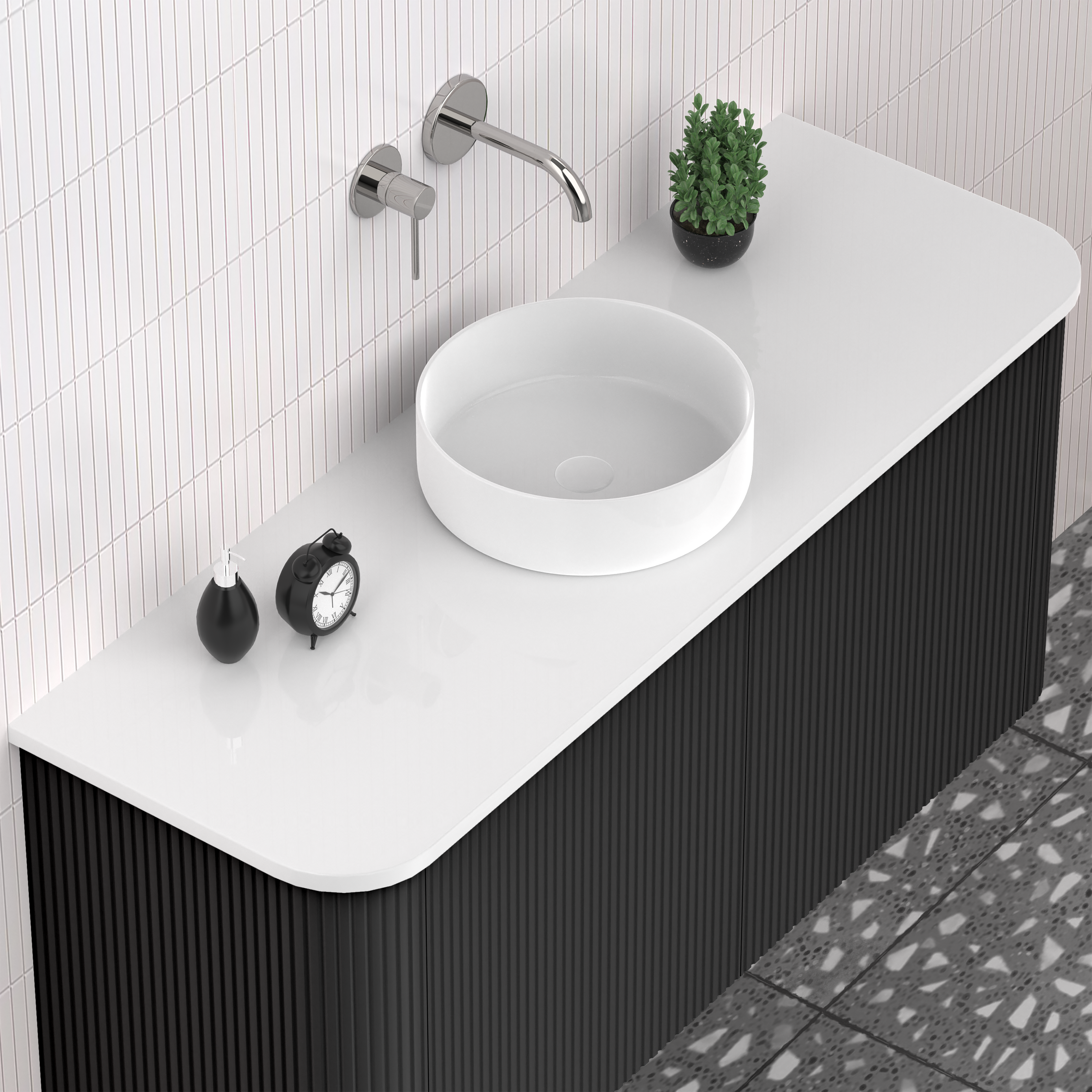 Matte Black 1200mm Wall Hung Fluted Vanity