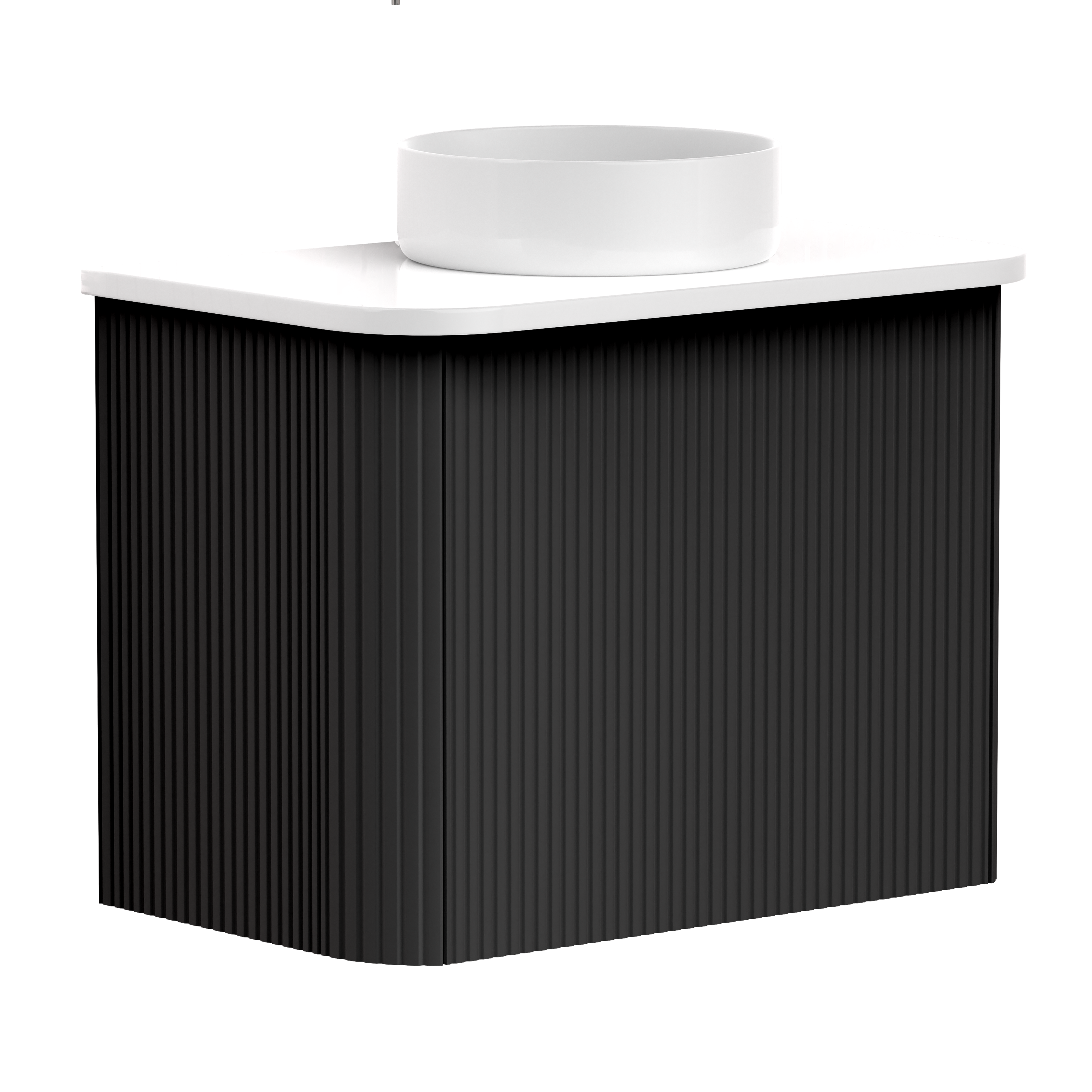 Matte Black 600mm Fluted Wall Hung Vanity