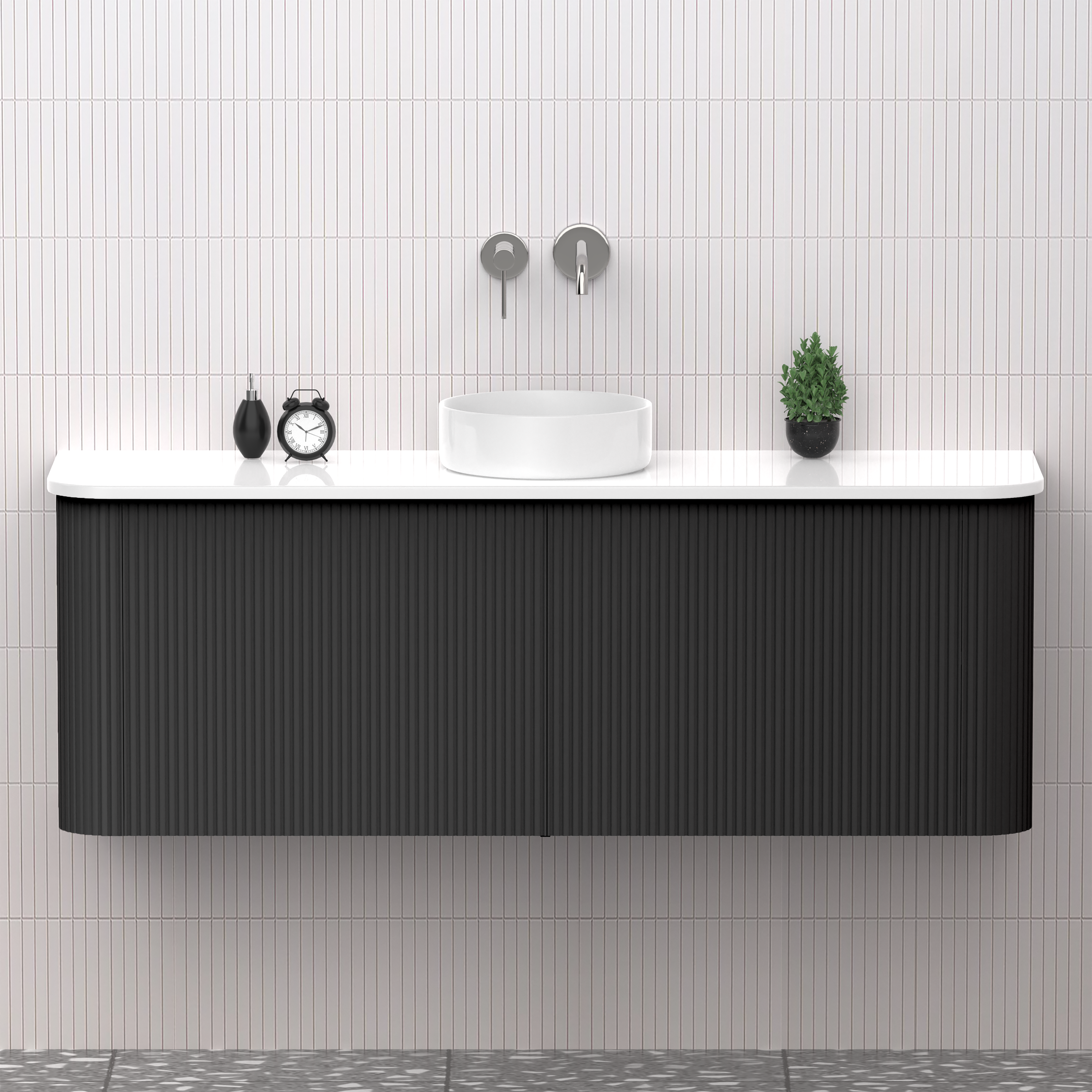 Matte Black 1500mm Fluted Wall Hung Vanity