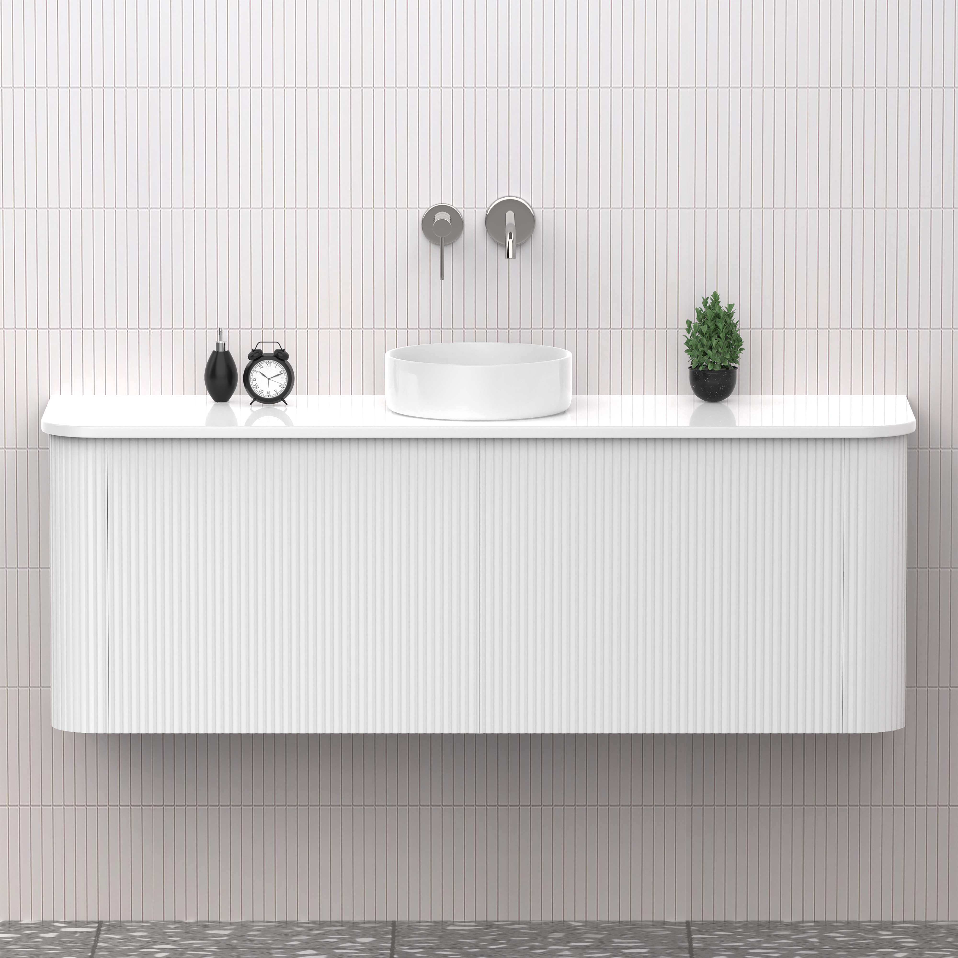 Matte White 1500mm Fluted Wall Hung Vanity