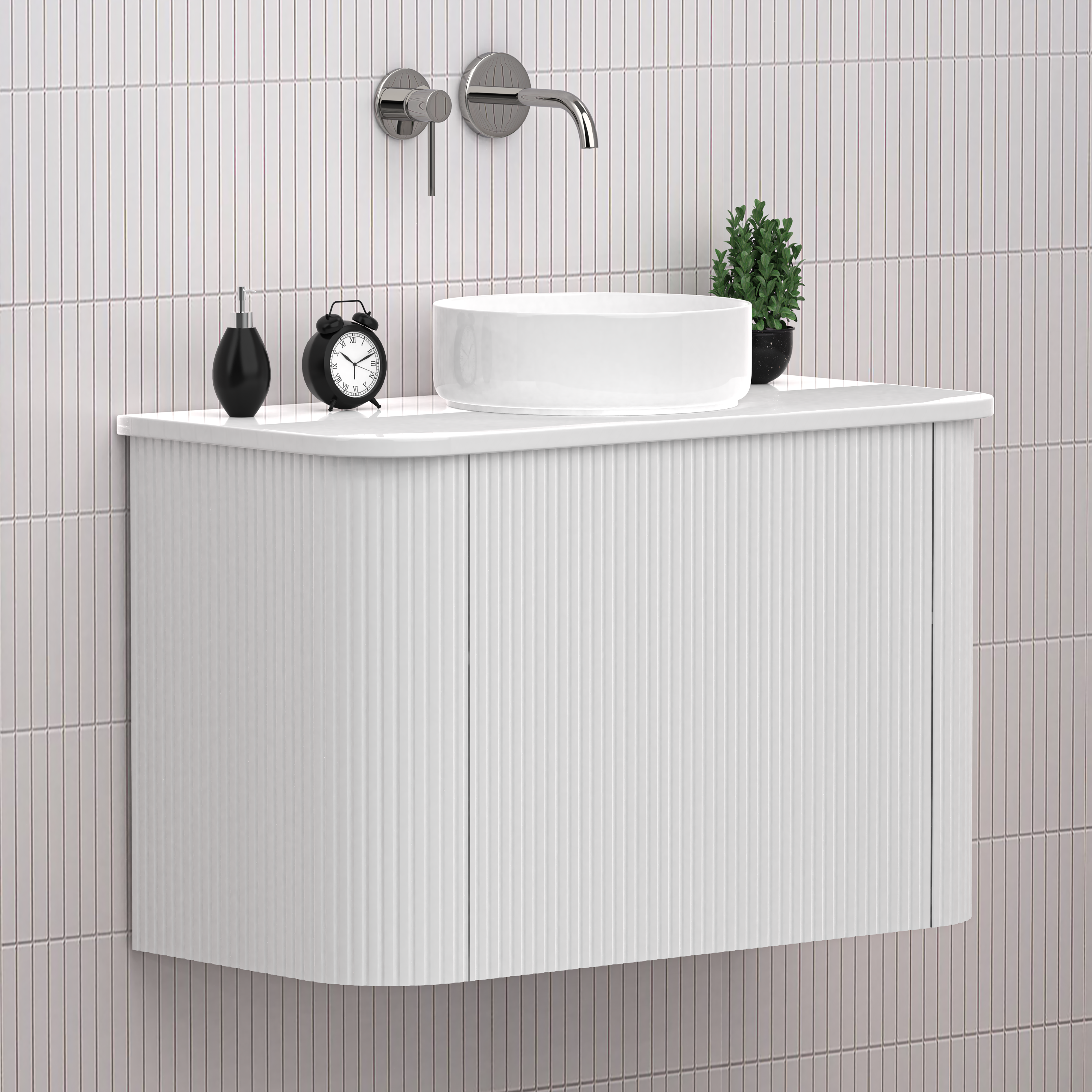 Matte White 750mm Fluted Wall Hung Vanity