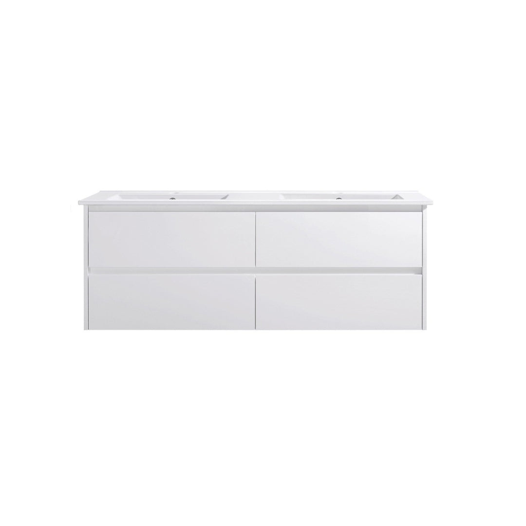 Neche Wall Hung Vanity W Dual Sink and  4-Drawers 1200MM  - Glossed White