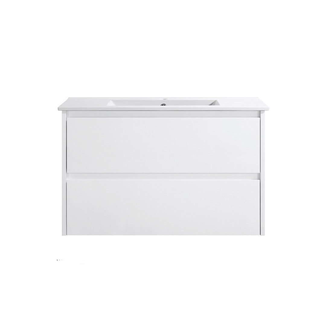 Neche Wall Hung 900mm Vanity W Two-Drawers - Glossed White