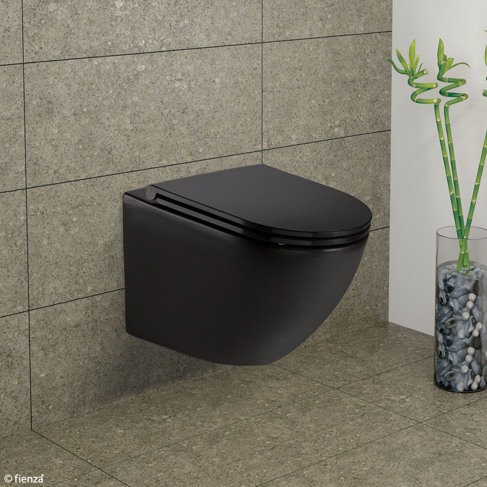 Fienza Koko Matte Black Wall-Faced Toilet Suite